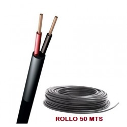 Cable Manguera Negra 2x0,50mm Rojo-Negro, Rollo 50 mts